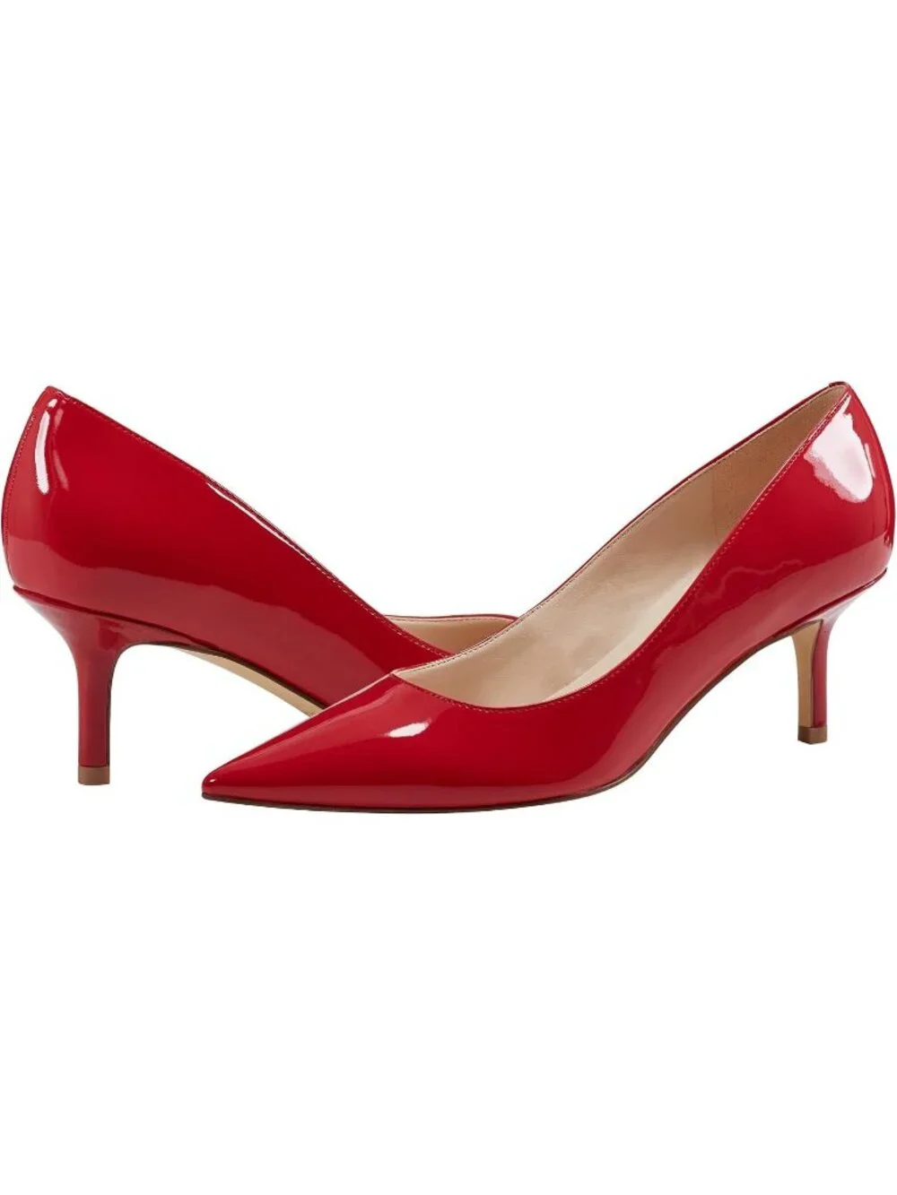 Women's All Red Modern Pointed Toe Alola Dress Casual Pumps Pull On Heel Shoes